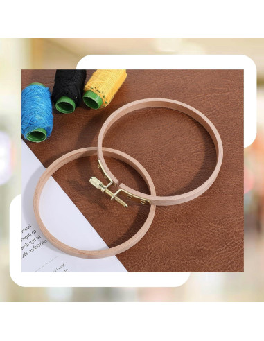 2 Aros de Bordado de Madera de Haya 10.5cm con Tornillo Ajustable