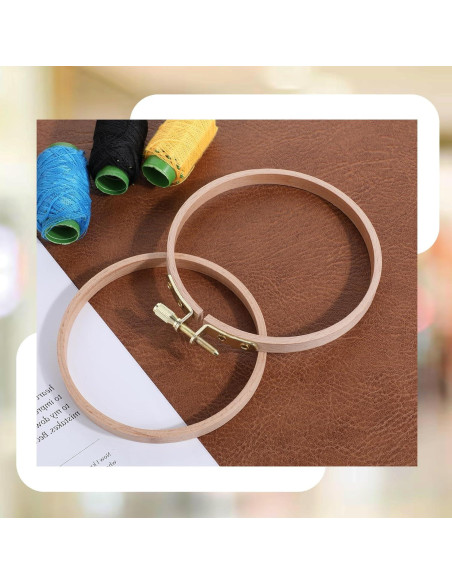 2 Aros de Bordado de Madera de Haya 10.5cm con Tornillo Ajustable