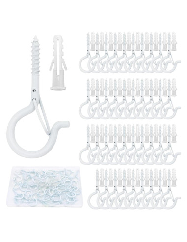 40 Ganchos de Tornillo Datttcc con Hebilla de Seguridad 5.8cm Blanco