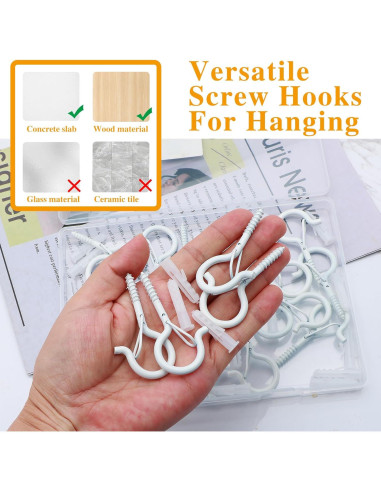 40 Ganchos de Tornillo Datttcc con Hebilla de Seguridad 5.8cm Blanco