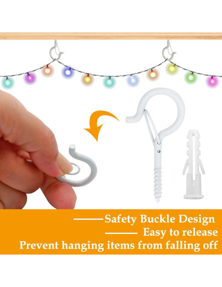 40 Ganchos de Tornillo Datttcc con Hebilla de Seguridad 5.8cm Blanco