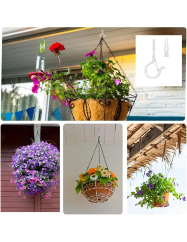 40 Ganchos de Tornillo Datttcc con Hebilla de Seguridad 5.8cm Blanco