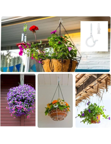 40 Ganchos de Tornillo Datttcc con Hebilla de Seguridad 5.8cm Blanco