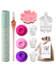 Juego de Pluma de Buceo de Vidrio Oblique Love Letters Coral Rosa