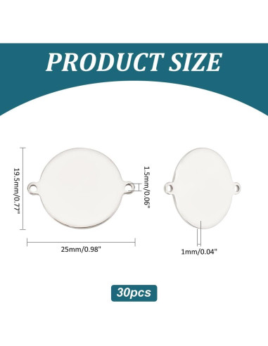 30 Piezas Etiquetas Colgantes Acero Inoxidable 25mm UNICRAFTALE