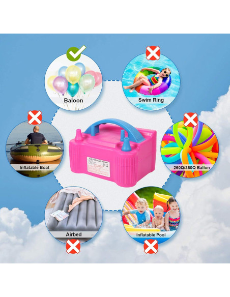 Bomba de globo eléctrica Gresus 600W portátil inflador rápido