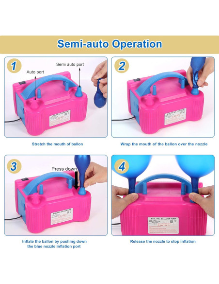 Bomba de globo eléctrica Gresus 600W portátil inflador rápido