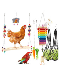 8 Juguetes para Pollos CHNB - Columpio, Xilófono, Espejo y Más