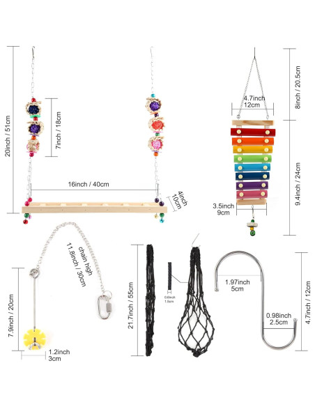 8 Juguetes para Pollos CHNB - Columpio, Xilófono, Espejo y Más