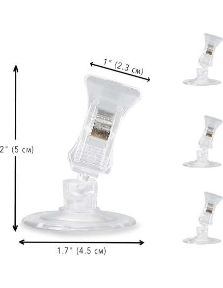 Paquete de 4 Clips de Ventosa JOR para Acuarios 5 cm