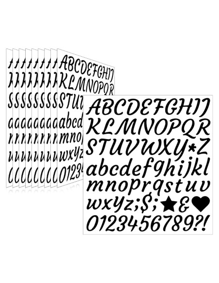 Stickers de Letras y Números Llewyn 730 Piezas 2.54 cm Negro