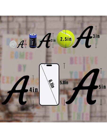 Stickers de Letras y Números Llewyn 730 Piezas 2.54 cm Negro