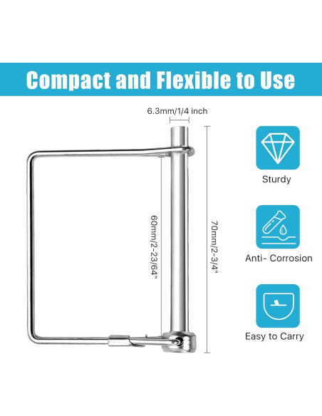 40 Pasadores de Enganche Cuadrado Akamino 6.35 mm Acero Carbono