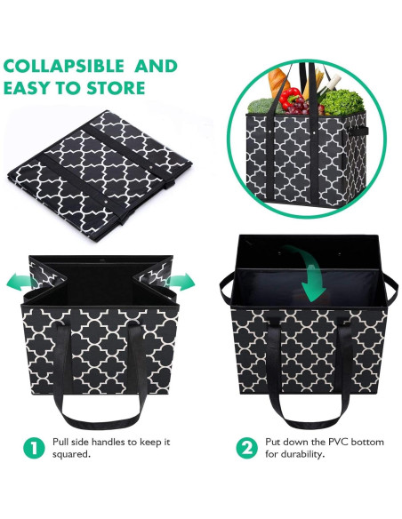 Bolsas de Compras Reutilizables WISELIFE 2-Pack Plegables 15 kg