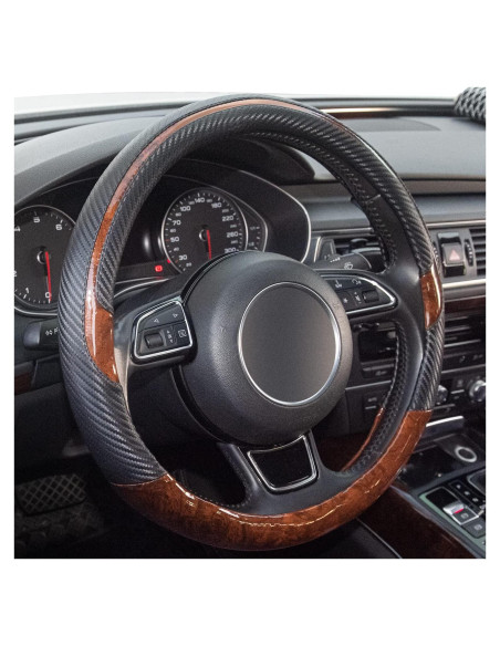 Cubierta de Volante Xizopucy Negra de Cuero Microfibra 37-39 cm