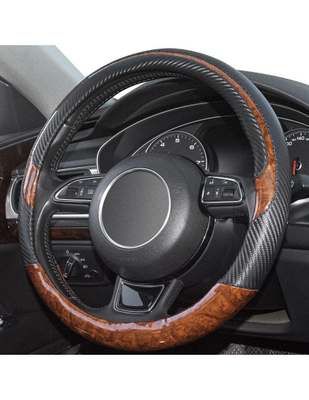 Cubierta de Volante Xizopucy Negra de Cuero Microfibra 37-39 cm