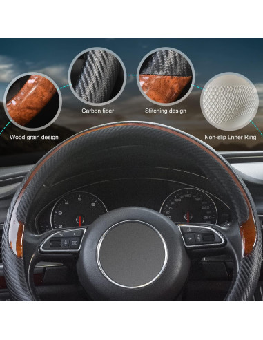 Cubierta de Volante Xizopucy Negra de Cuero Microfibra 37-39 cm