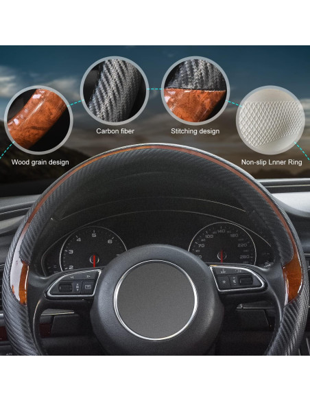 Cubierta de Volante Xizopucy Negra de Cuero Microfibra 37-39 cm