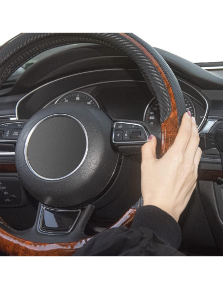 Cubierta de Volante Xizopucy Negra de Cuero Microfibra 37-39 cm