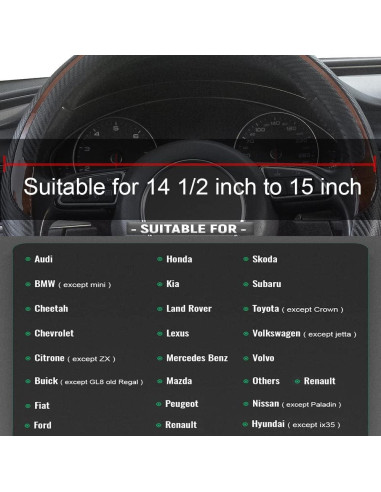 Cubierta de Volante Xizopucy Negra de Cuero Microfibra 37-39 cm