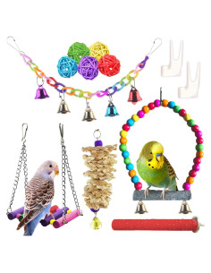 Paquete de 12 artículos para aves SunGrow - Columpios y perchas