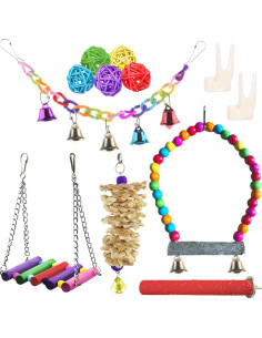 Paquete de 12 artículos para aves SunGrow - Columpios y perchas 2