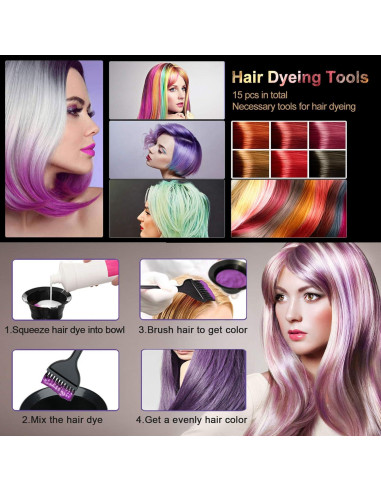 Kit de Teñido de Cabello Profesional CREATESTAR 15 Piezas