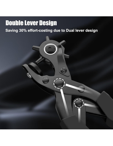 Perforador de Cuero Diyife, Kit Completo con 6 Tamaños, Negro