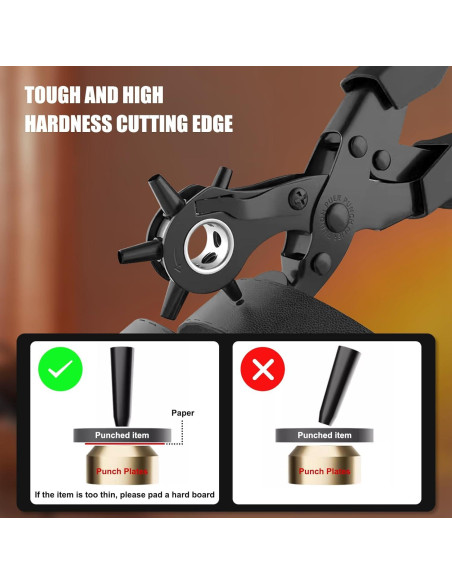Perforador de Cuero Diyife, Kit Completo con 6 Tamaños, Negro