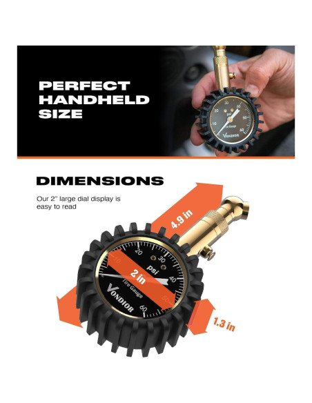 Manómetro de Presión de Neumáticos Vondior 0-4.1 Bar Preciso