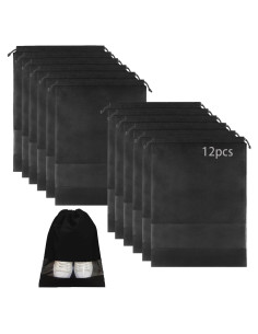 12 Bolsas de Zapatos Negras XL No Tejidas 32x44cm con Ventana