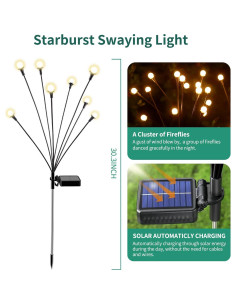 Luces Solares para Jardín VIGNUTO 2 Paquetes 16 LED IP65 2