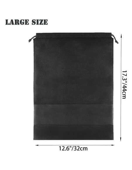 12 Bolsas de Zapatos Negras XL No Tejidas 32x44cm con Ventana