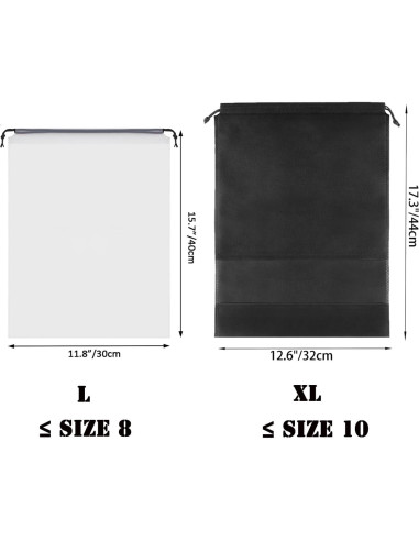 12 Bolsas de Zapatos Negras XL No Tejidas 32x44cm con Ventana