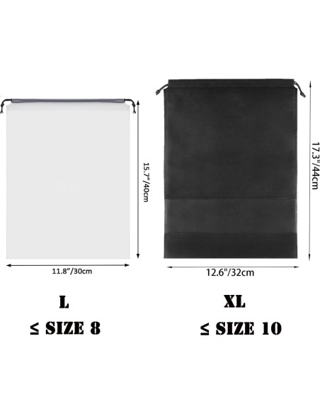 12 Bolsas de Zapatos Negras XL No Tejidas 32x44cm con Ventana