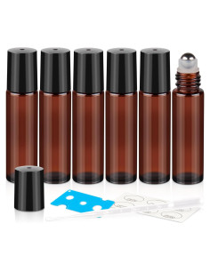Set de 6 Botellas de Rodillo 10ml ZEJIA Vidrio Ámbar