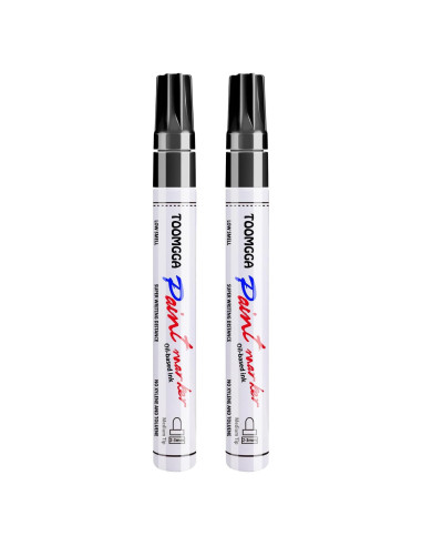 Marcadores de Pintura Negra TOOMGGA - Paquete de 2, Secado Rápido