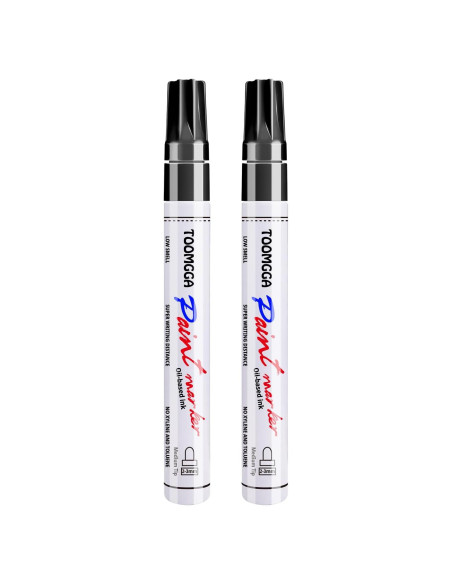 Marcadores de Pintura Negra TOOMGGA - Paquete de 2, Secado Rápido