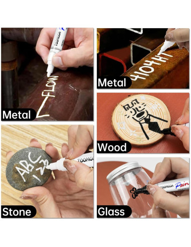 Marcadores de Pintura Negra TOOMGGA - Paquete de 2, Secado Rápido