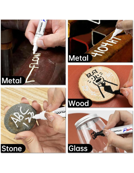 Marcadores de Pintura Negra TOOMGGA - Paquete de 2, Secado Rápido