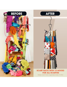Perchero Organizador de Bufandas Uinicor 12 Ganchos 58cm 2