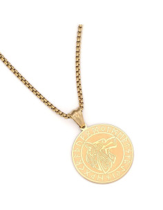 Collar Vikingo Lobo Fenrir Acero Inoxidable 30mm con Runas 2