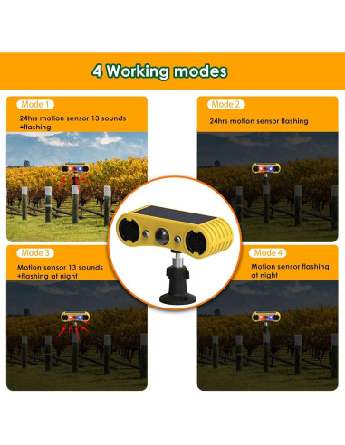 Alarma de Movimiento Solar HULPPRE - 4 Modos y 13 Sonidos