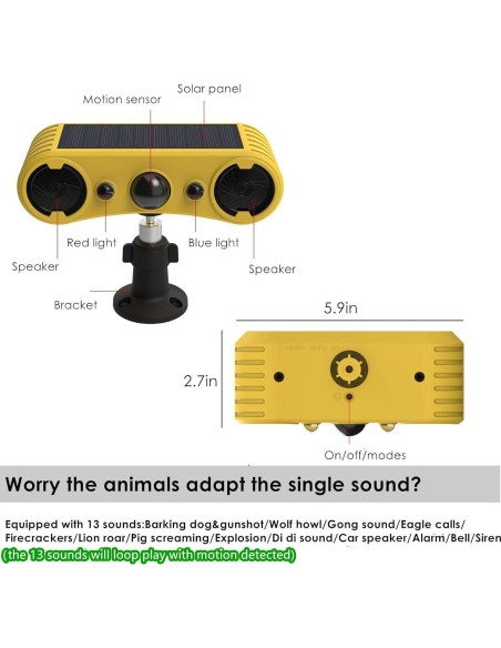 Alarma de Movimiento Solar HULPPRE - 4 Modos y 13 Sonidos