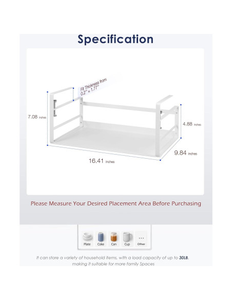 Organizador Bajo Estante Nxconsu 2 Pack Blanco 13.6 kg