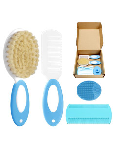 Juego de Cepillo y Peine para Bebés PAKENYESHA 4 Piezas Azul