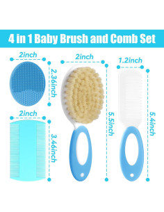 Juego de Cepillo y Peine para Bebés PAKENYESHA 4 Piezas Azul 2