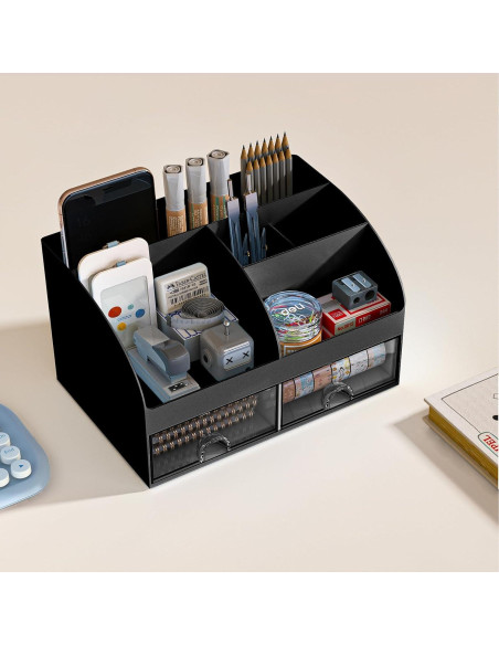 Organizador de Escritorio COMFYROOM Negro con 6 Compartimentos