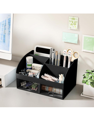 Organizador de Escritorio COMFYROOM Negro con 6 Compartimentos
