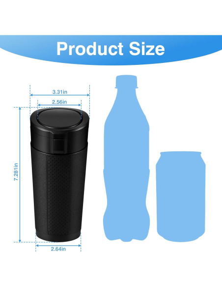 Bote de Basura para Auto Hiitytin Negro 8.4x6.6x18.5cm